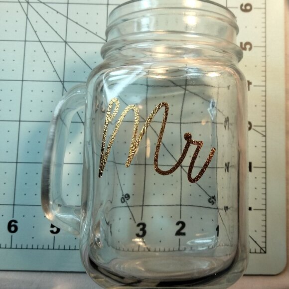 Mr Mrs Mason Jar Mugs Gold Script Writing Wedding Gift Anniversary Lot 2 - Picture 12 of 12